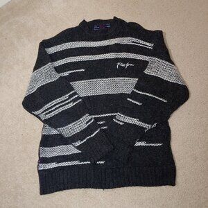 Phat Farm VTG Wool Blend Crew neck Chunky Sweater Size XXL Grey White